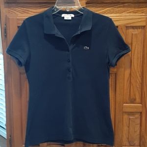 Authentic Lacoste Women's Navy Blue Polo Top